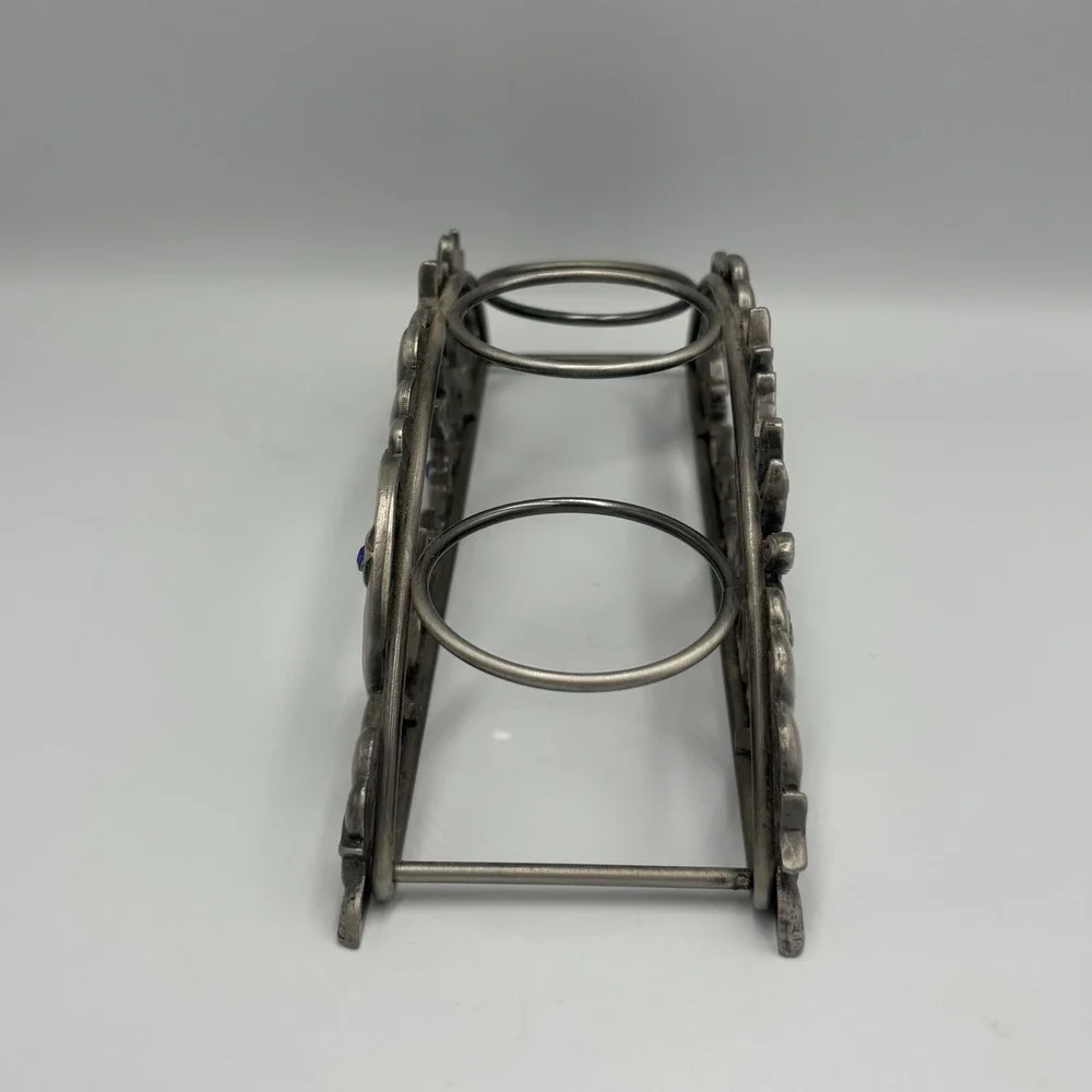Spontiques Pewter Arch Candle Holder Votive Sun Moon Celestial Blue Rhinestone
